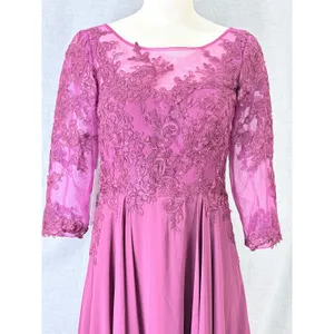 Azazie Marge Mulberry A-Line Scoop Lace Chiffon Dress A6‎ thumbnail 7