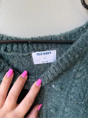 Old Navy XL Green Cable Knit Sweater Women’s Chunky Cozy Crewneck Pullover thumbnail 4