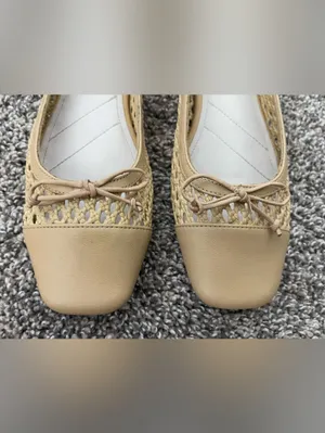 Women’s Franco Sarto Myra Cap-Toe Woven Flats Beige Tan Size 7.5 thumbnail 2