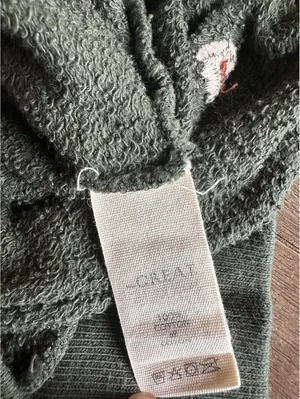 THE GREAT. The College Crewneck Sweatshirt Olive Floral Embroidered Women’s 0 XS thumbnail 9