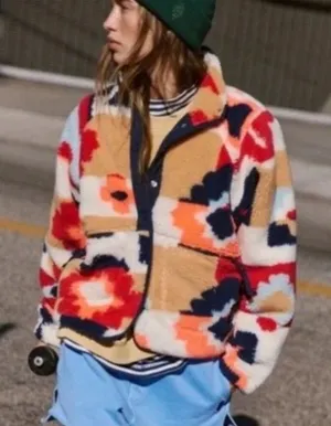 Free People Hit The Slopes Fleece Jacket Womens Coral Carpet Retro Casual Cozy thumbnail 1