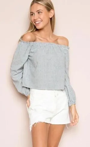 Brandy Melville Striped Off The Shoulder Top‎ thumbnail 1