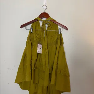 Free People Dirty Olive Sail Away Halter Tunic Mini‎ Dress thumbnail 4