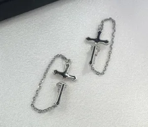 Cross Stud Earrings for Men Women Streetwear Punk Hip Hop Unisex Style thumbnail 4