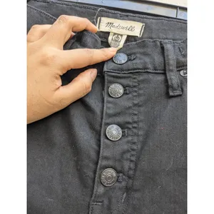 MADEWELL Jeans Womens 29 Mid Rise Skinny 9” Black Dark Wash EUC thumbnail 2