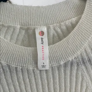 Daily Practice by Anthropologie Cream Ribbed Knit Sweater thumbnail 2