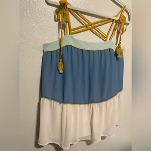 Ann Taylor LOFT Blue Cream Tiered Cami Tank Top Medium thumbnail 4