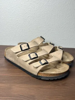 Birkenstock Birkis Tan Three Strap Slip On Florida Sandals Women’s 8 Men’s 6 thumbnail 2
