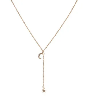 Sun Moon Gold Choker Y-Drop Necklace Celestial New thumbnail 3