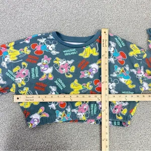 Disney‎ Mickey Mouse And Friends Crop Sweatshirt Gray Multi Medium thumbnail 11