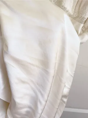 BHLDN Bridal Satin Lace-Trimmed Short-Sleeve V-Neck Slip Dress Size XS thumbnail 9