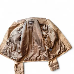 Charles Klein Genuine Leather Jacket Taupe Brown Utility Moto Women’s 20” Chest thumbnail 3