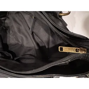 FRYE AND CO. Black Satchel Double Handles Detachable Strap Zipper Brass Hardware thumbnail 8