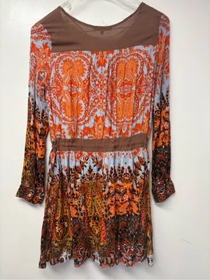 Miss Me Women's Sz L Boho Paisley Western Tunic Drawstring Waist Lined Top thumbnail 4