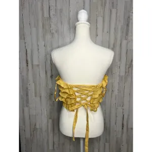 Hello Molly Yellow Ruffled‎ Tulle Corset Top Blouse Size Medium Party Wear thumbnail 4