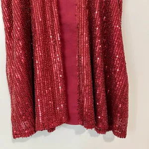 Women’s Sequin Spaghetti Strap Racerback Flowy Tank Maroon NWOT thumbnail 3