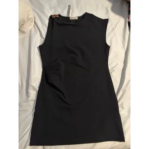 Anthropologie Asymmetrical Mini Dress Black Hardware Detail‎ Large LBD Modernist thumbnail 6