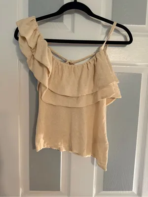 Zara Asymmetrical Ruffled One-Shoulder Tank Top thumbnail 3
