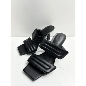 Abound Sandals Size 6 Black Qarly Open Square Toe Slip On‎ Heels thumbnail 2