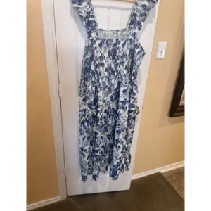 The Drop Women's Kimi Ruffled Shoulder Smocked Midi Dress, Blue Floral, 3X, Plus thumbnail 2