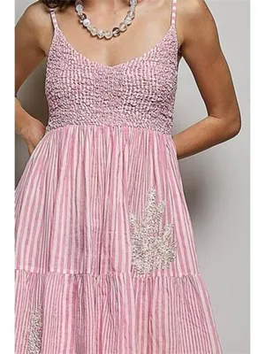 POL‎ Striped Smocked Embroidered Mini Dress thumbnail 6