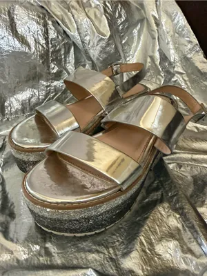 Zara Metallic Silver Platform Slingback Sandals thumbnail 4