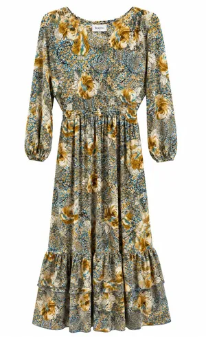 BOEMO Anthropologie floral paisley tiered maxi dress Floral Tiered Maxi Dress L thumbnail 1