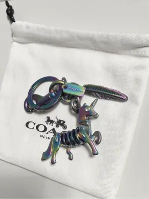 Coach, 3D, oil slick, Iridescent Unicorn, Keychain/fob RARE! thumbnail 1