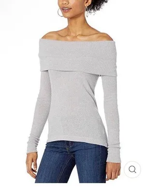 Free People - Snowbunny Off The Shoulder Top In Grey thumbnail 1
