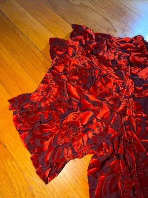 Free People Red Floral Ruffle Crop Top thumbnail 5