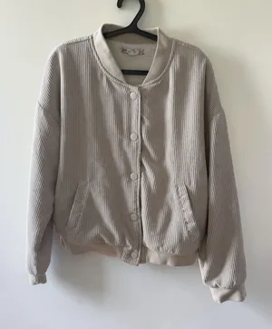 Pink Republic Corduroy‎ Sherpa-Lined Bomber Jacket, Size L thumbnail 1