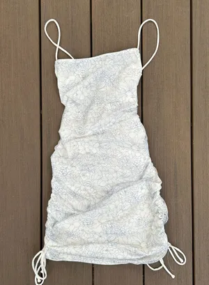 Gliks Boutique White scrunch tight dress thumbnail 4