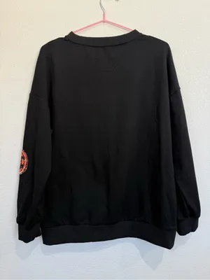 Black Sequin Pumpkin Halloween Sweatshirt Oversized Cozy Fall Medium NWOT thumbnail 4