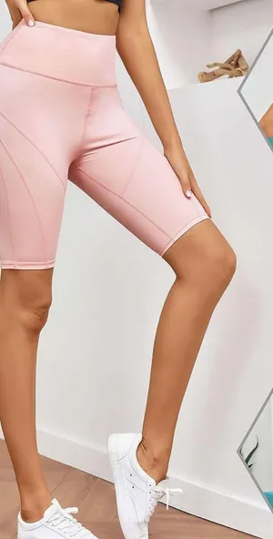 Light Pink High-Waist Women’s Bike Shorts thumbnail 1