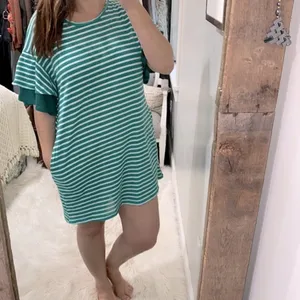 UMGEE green striped shirt dress with pockets size small thumbnail 2