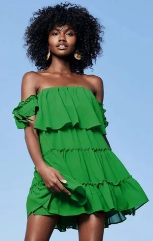 Lulus Tiers To My Heart Green Off Shoulder Small thumbnail 1