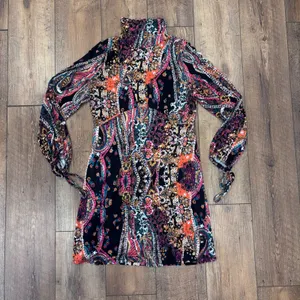 Free People All Dolled Up Open Back Long Sleeve Floral Paisley Mini Dress Size M thumbnail 3