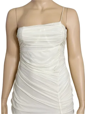 HOUSE OF CB Pearla One Shoulder Ruched Maxi Dress, Ivory, L (Plus Cup) thumbnail 8