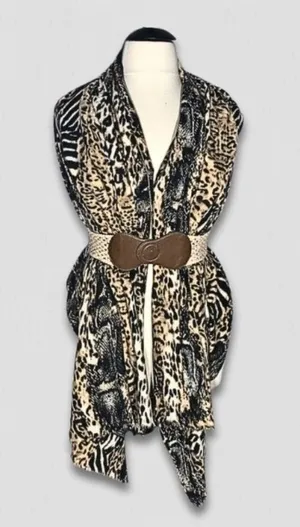 Look Cashmere Leopard Animal Print Scarf Multicolor OS thumbnail 1