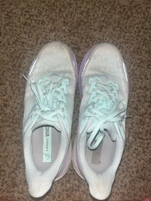 Hoka One One Clifton 8 running shoes in gray & purple #running #athletic thumbnail 5