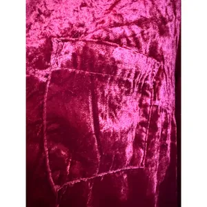 Maeve Anthropologie Red pink Crushed Velvet Button Shirt Long‎ 6 boho whimsi y2k thumbnail 5