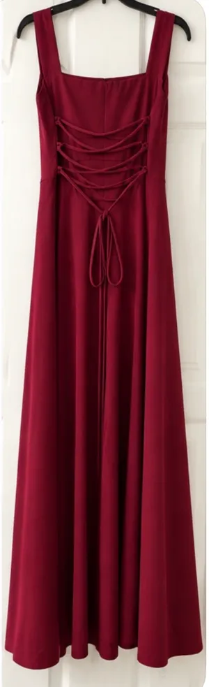 OYS~Sleeveless Burgundy Midi Dress with Pockets. L thumbnail 5
