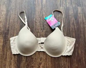 NWT Maidenform 36C Lightly Lined T-Shirt Beige Bra With Lace Detail- Size 36C thumbnail 1
