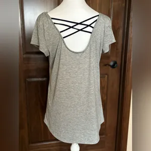 Maurices Gray Short Sleeve Blouse with Elegant Pattern thumbnail 4