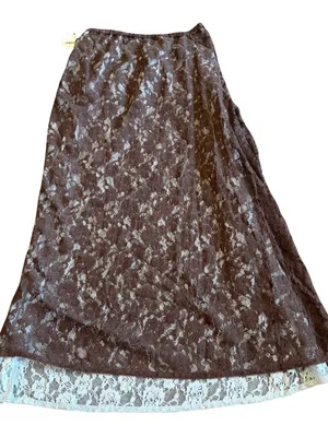 Free People FP One Solene Iced Chocolate High Low Maxi Skirt Stretch Lace NWT thumbnail 11