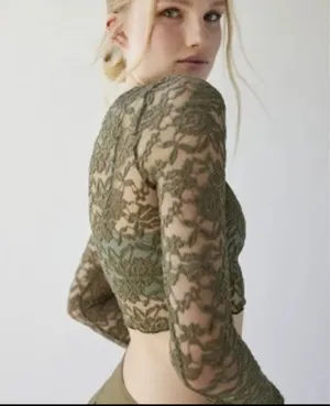 Danica Lace Sheer Long Sleeve Top NWT thumbnail 2