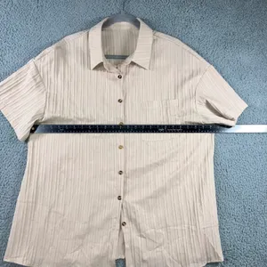 SheIn Women‎ 2 Pc Set 2XL Shorts and Button Up Shirt Relaxed Textured Vacation Resort thumbnail 4