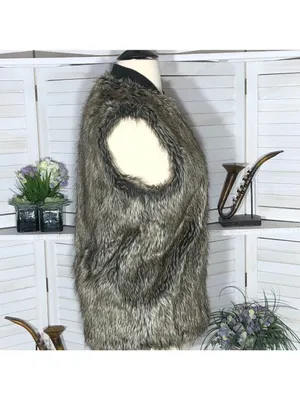 Asos Faux Fur brown vest pockets zipper ski resort travel elegant steampunk cozy thumbnail 3