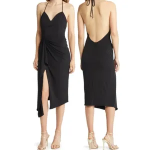NEW Katie May Ringleader black halter deep v neck line knee length Dress Size S thumbnail 4
