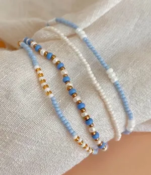 4PC Bohemian Style Bead Bracelet Set Blue thumbnail 1